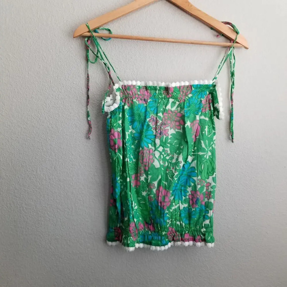 Milly Women's Floral Sleeveless Top Size 4 Multicolor Green Lace - Picture 1 of 6